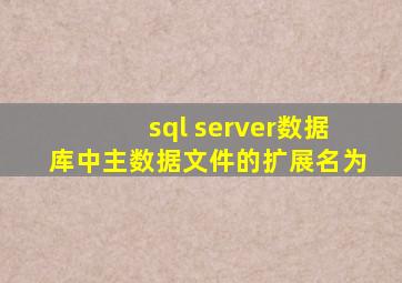 sql server数据库中主数据文件的扩展名为